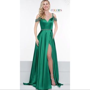 Colors Emerald Green Beaded Dress Style 2109